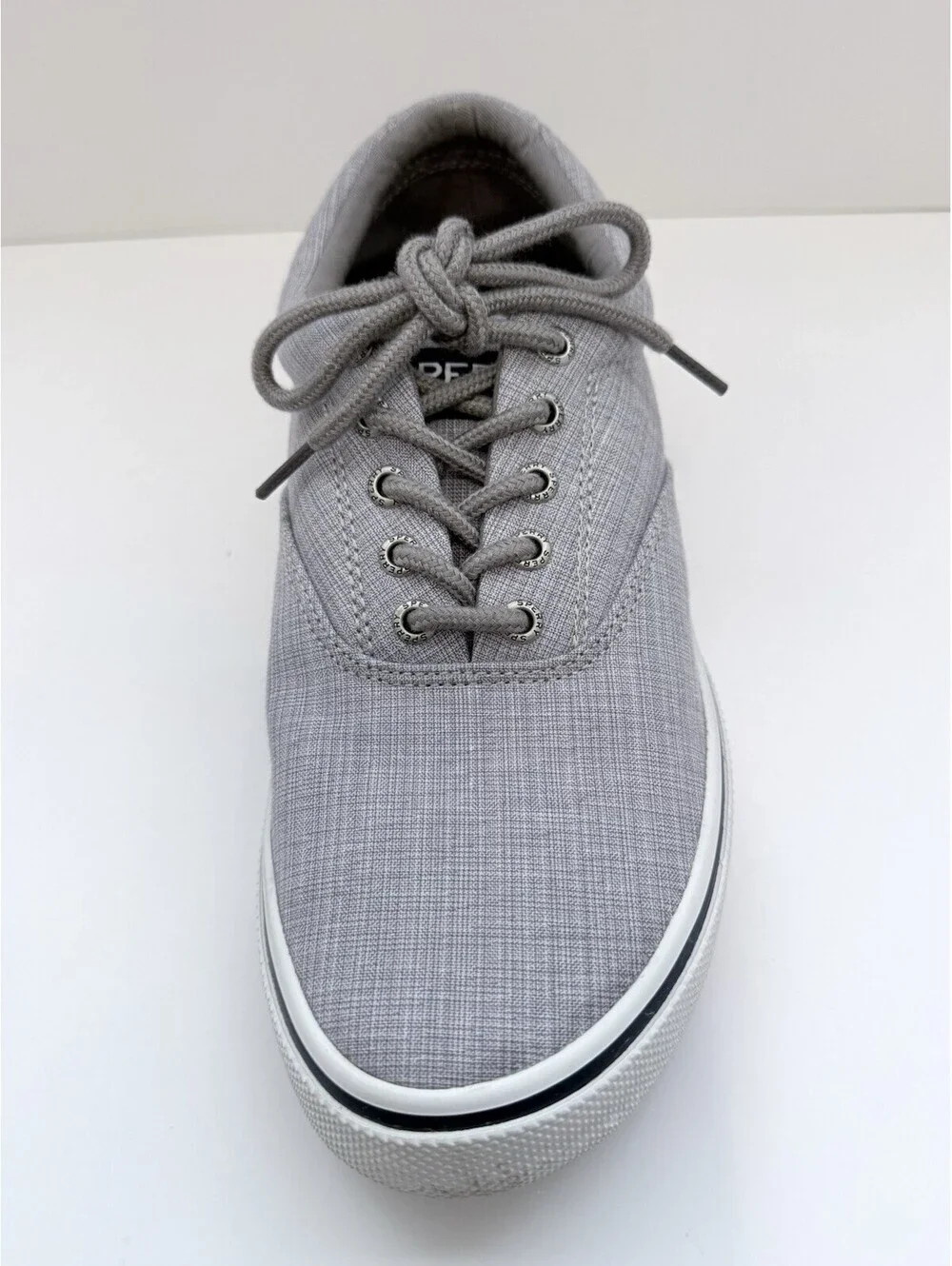 Sperry Top-Sider Men’s 9 Gray Canvas Lace Up Sneakers Memory Foam Casual